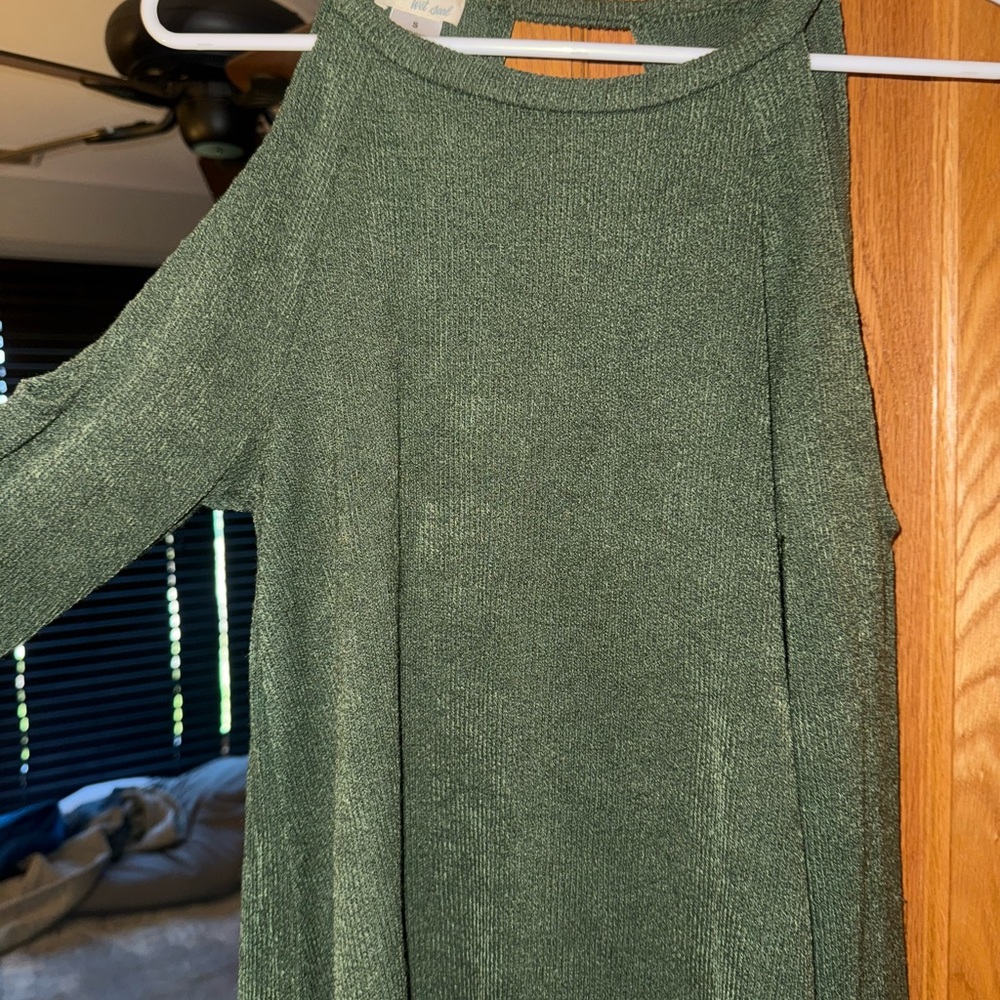 Wet Seal Olive Knit Top with Open Shoulders
